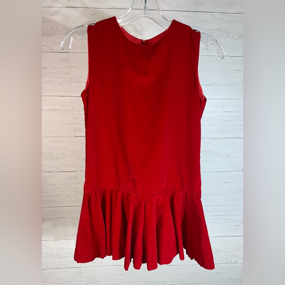 Vintage Peaches 'n Cream red velvet drop waist dress girls size 10